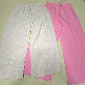 Gray and Pink Wide Leg Sweat/fleece Pants Sz Large